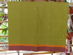 SriNakshGeeth Udupi Handloom GI Tagged Saree – Mustard & Parrot Green Kalpana Special 60 Count with leaf motif hand embroidery