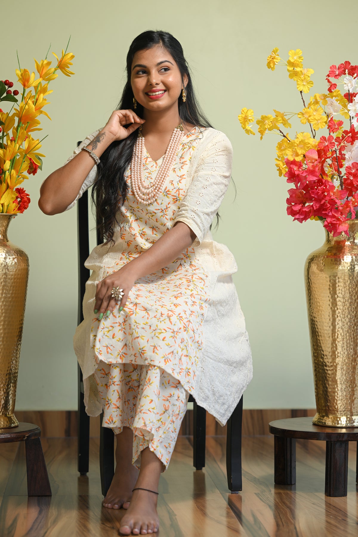 Sri - Cotton Kurti with Pant Kurta Set for Women