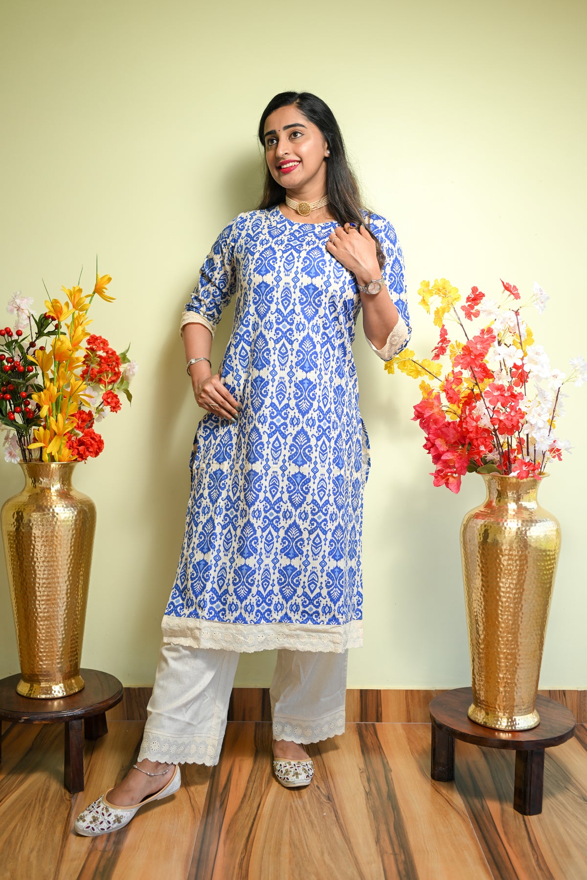 Aditri - Cotton Kurti with Pant Kurta Set for Women