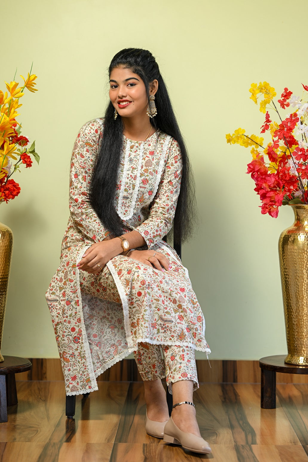 Jane - Cotton Kurti with Pant Kurta Set for Women