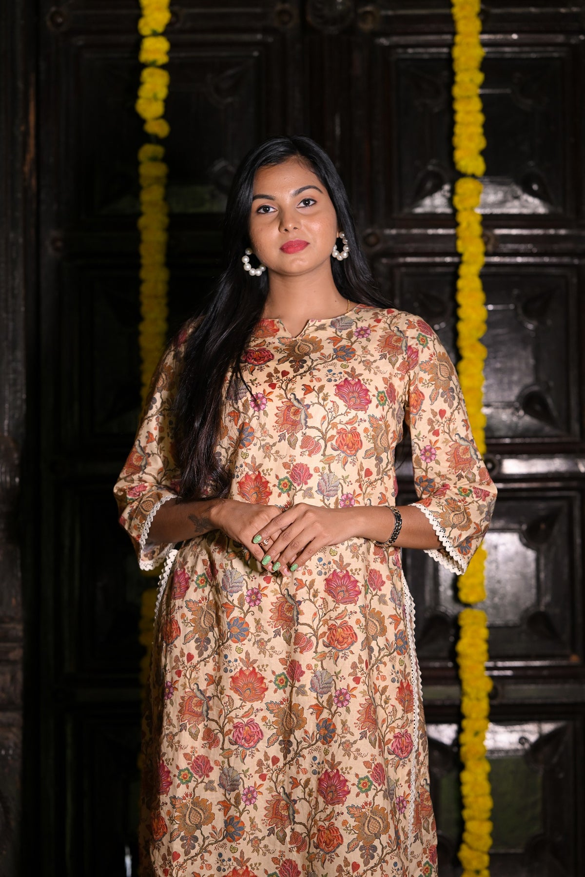 Dhriti - Cotton Kurti with Pant Kurta Set for Women