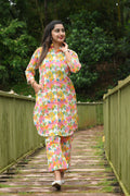 Niyata - Rose Quartz - Cotton Kurti with Pant Kurta Set for Women