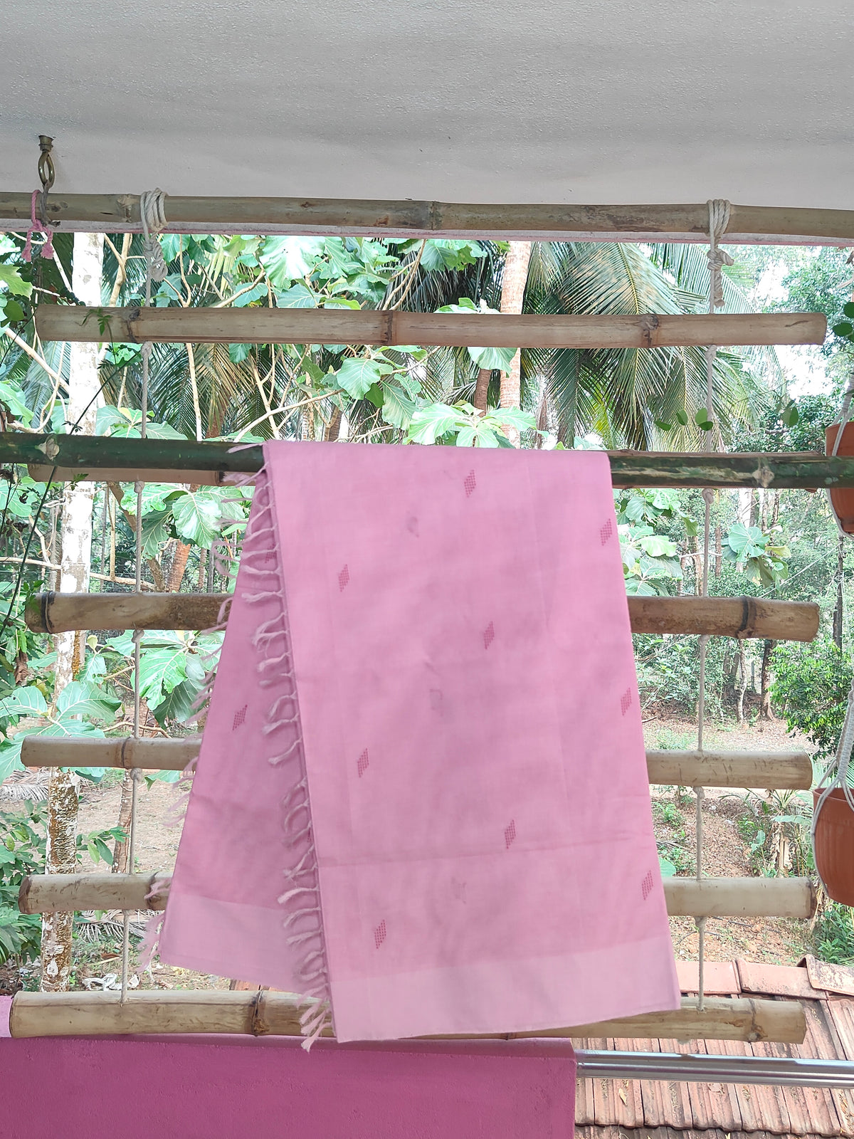 SrinakshGeeth Kalpana Special – Udupi Handloom GI-Tagged Saree in Soft Blush Pink with Deep Rose Pink Pallu