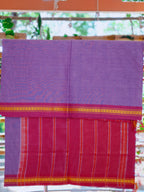 SriNakshGeeth Udupi Handloom GI Tagged Saree – Dark Lavender & Deep Pink Sudha Special 60 Count