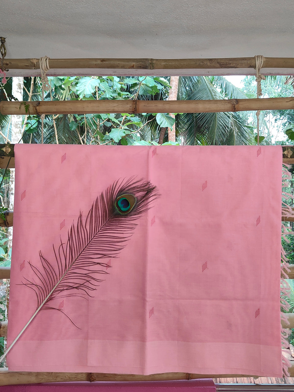 SrinakshGeeth Kalpana Special – Udupi Handloom GI-Tagged Saree in Soft Blush Pink with Deep Rose Pink Pallu