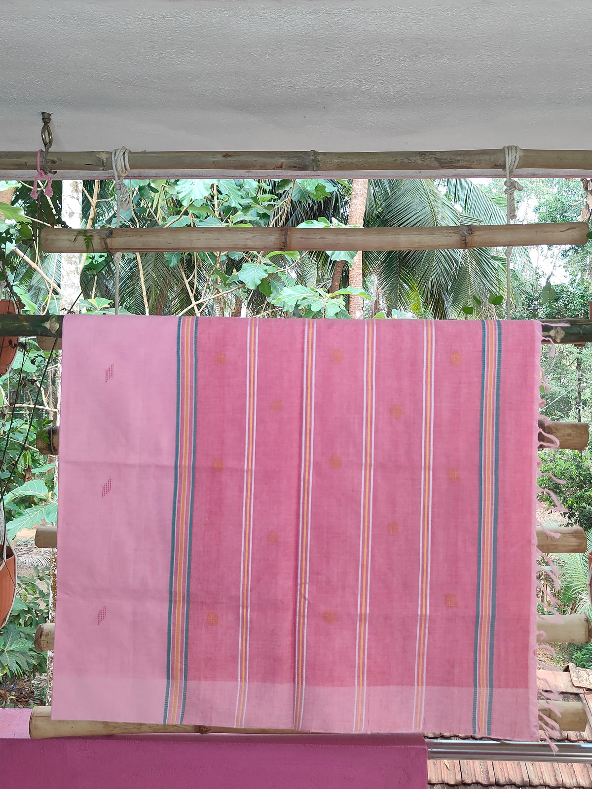 SrinakshGeeth Kalpana Special – Udupi Handloom GI-Tagged Saree in Soft Blush Pink with Deep Rose Pink Pallu