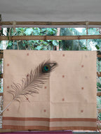 SriNakshGeeth Kalpana Special Udupi Handloom GI- Tagged Saree – Sand Beige Body with Rose Pallu