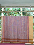 SriNakshGeeth Kalpana Special – Sunset Orange Saree with Muted Mauve Pink Pallu